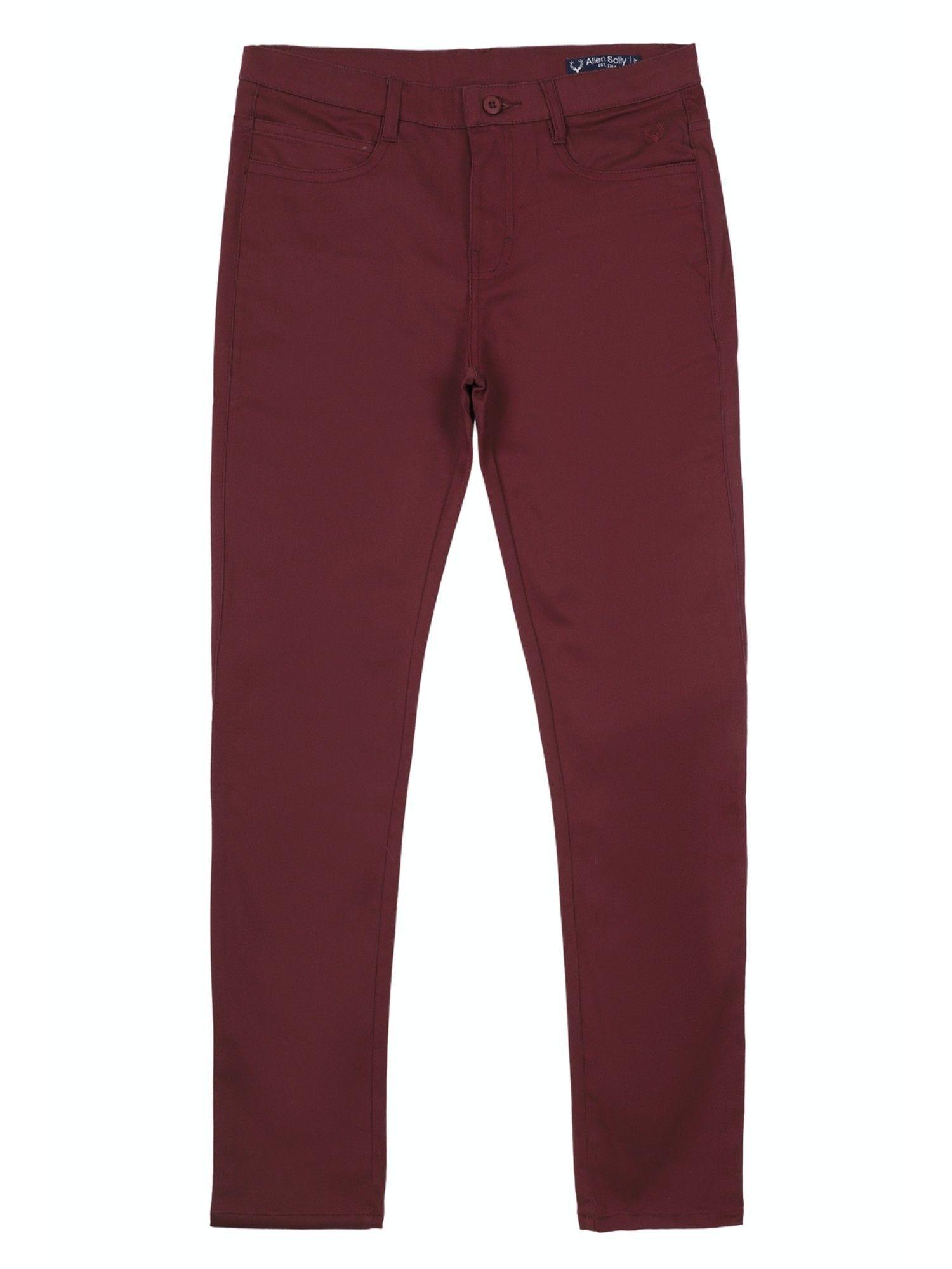 boys maroon plain trousers