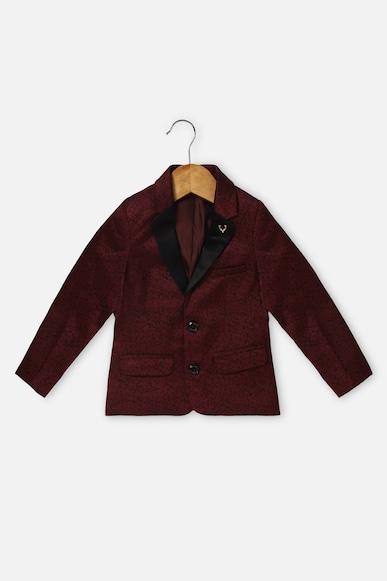 boys maroon print regular fit blazer