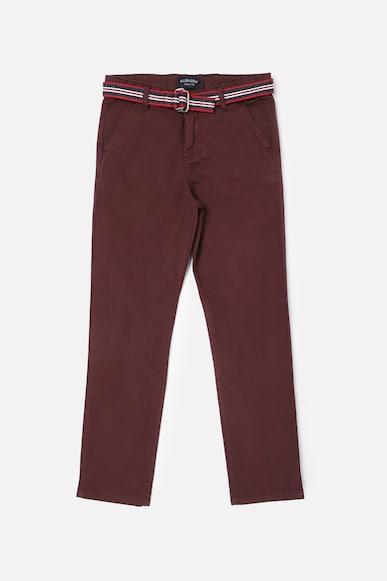 boys maroon slim fit solid trousers