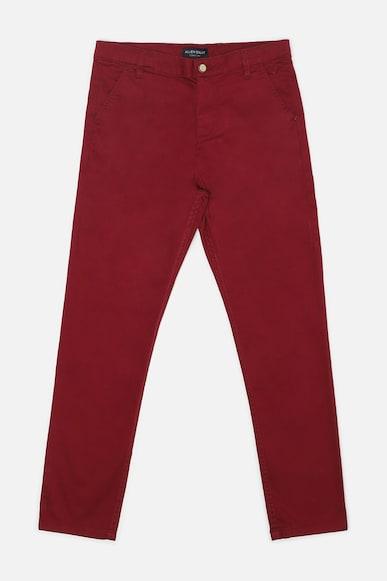 boys maroon slim fit textured trousers