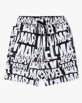 boys marvel print slim fit shorts