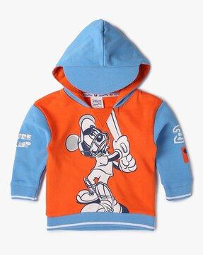 boys mickey mouse print regular fit hoodie
