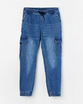 boys mid-rise jeans with semi elasticated waist