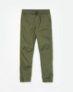 boys mid-rise track pants with drawstring waist