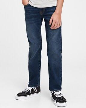 boys mid-wash straight fit jeans