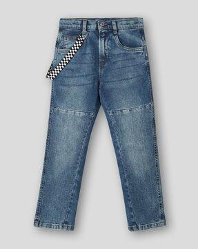 boys mid-wash straight fit jeans