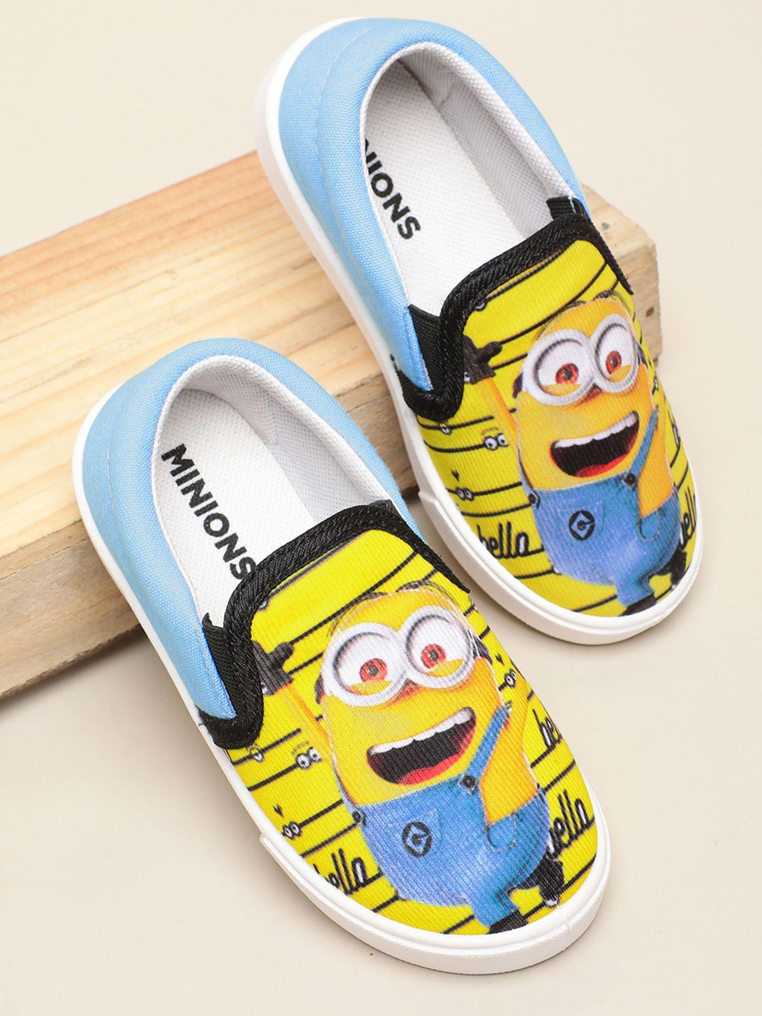 boys minions printed yellow canvas shoes