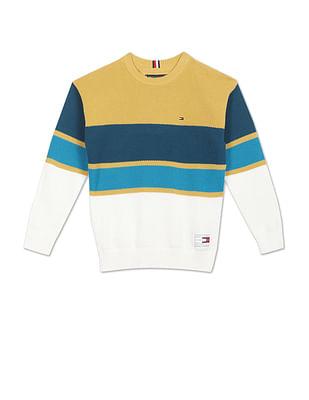 boys multi colour rugby stripe cotton sweatshirt