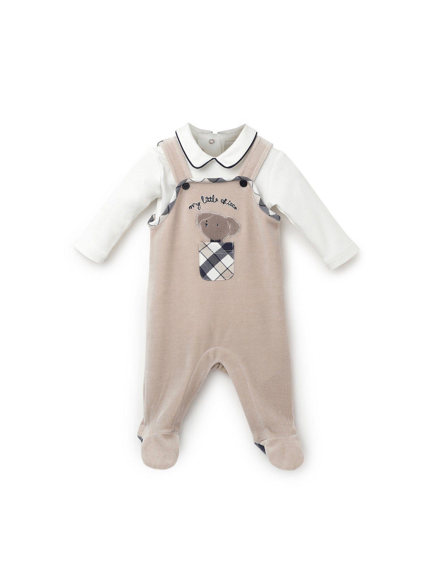 boys multi-color printed bodysuit with long dungaree (set of 2)