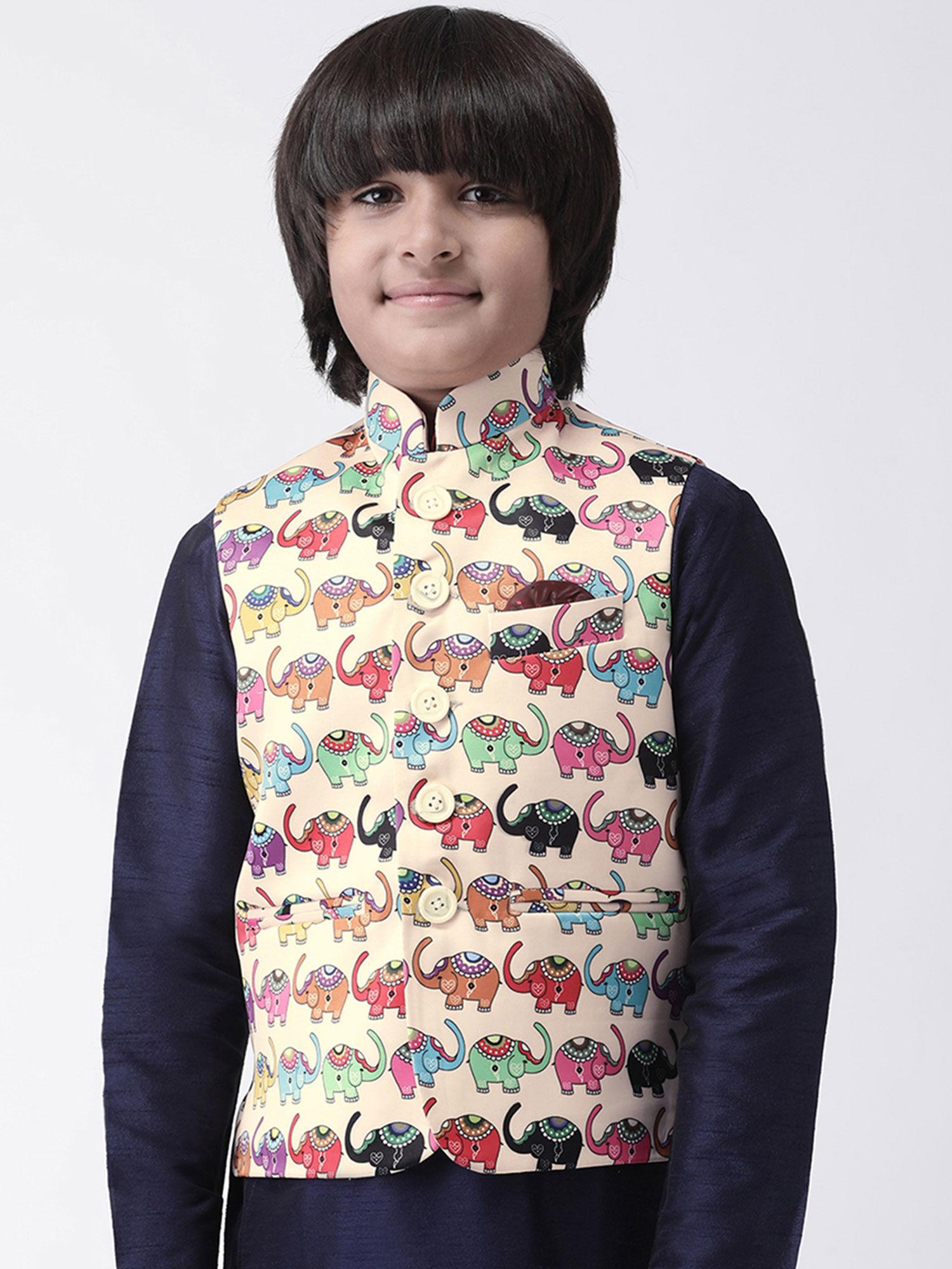 boys multi-color printed ethnic jackets