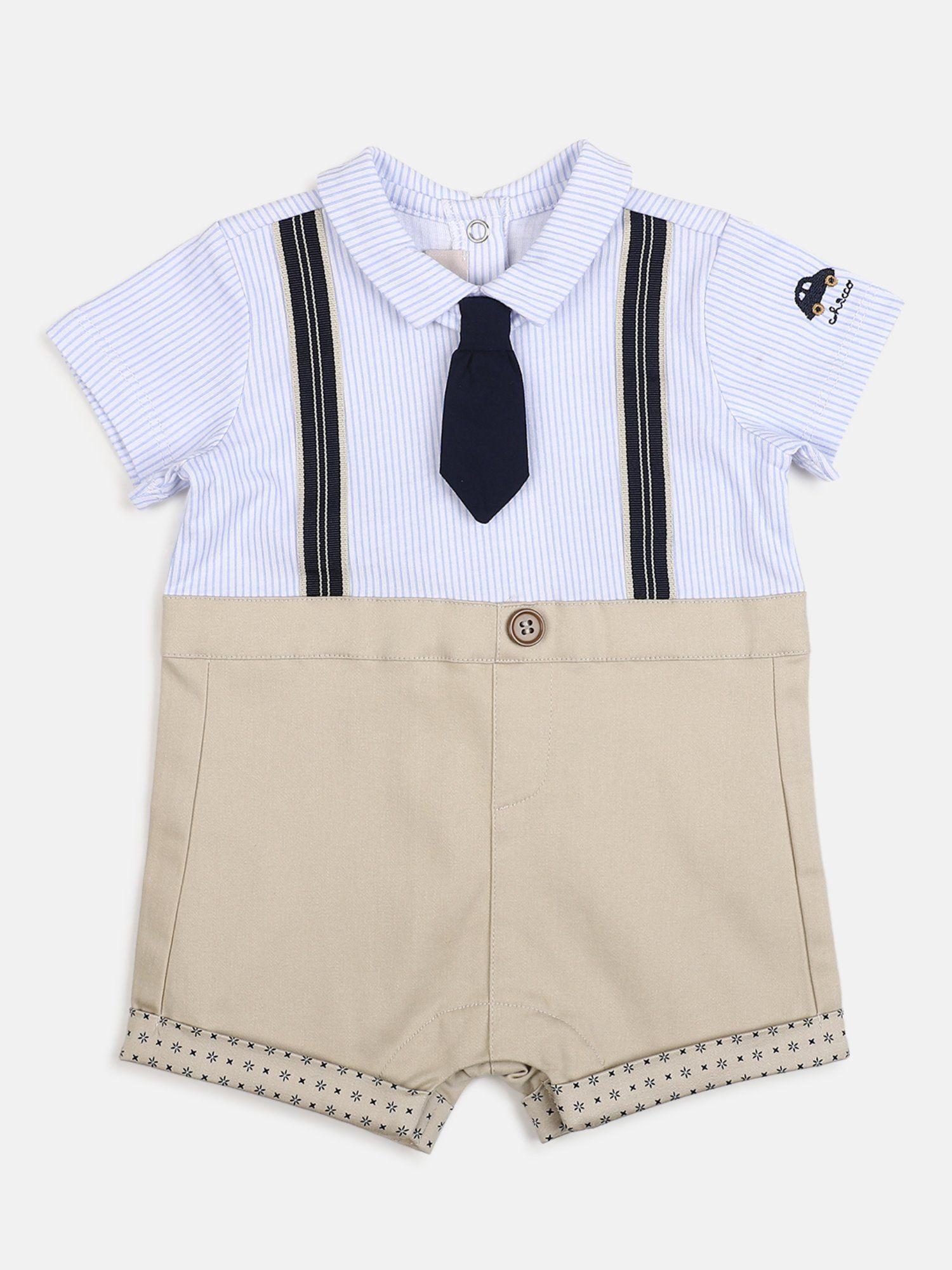 boys multi-color striped short sleeve bodysuit with tie (set of 2)