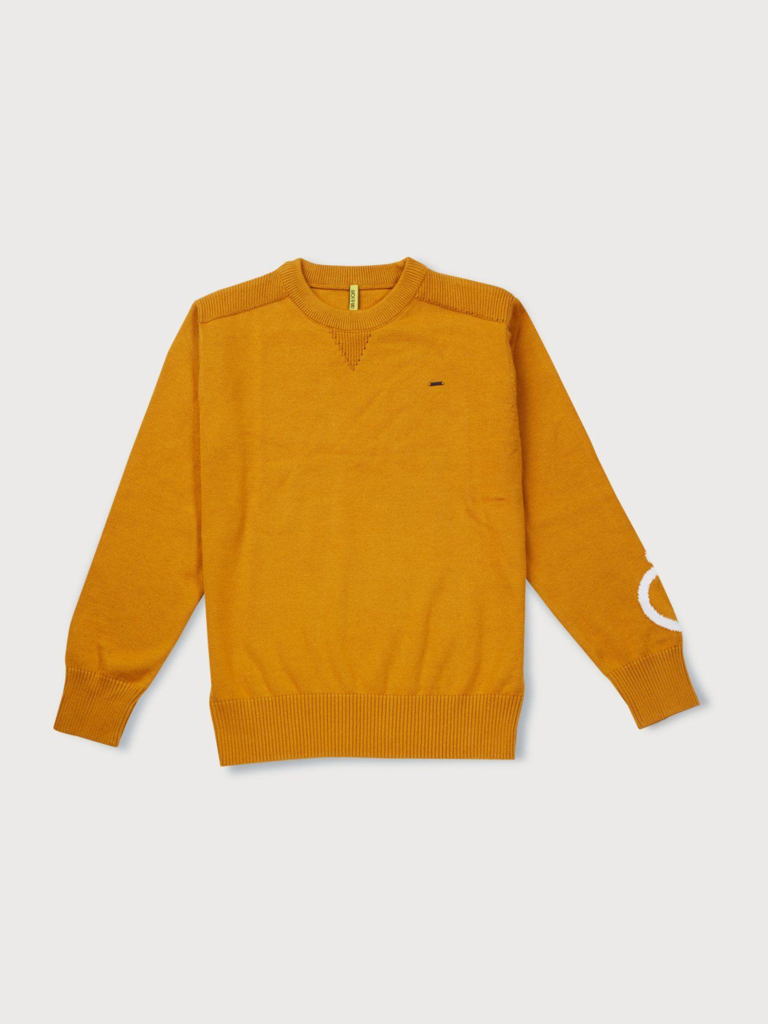 boys mustard cotton solid sweater