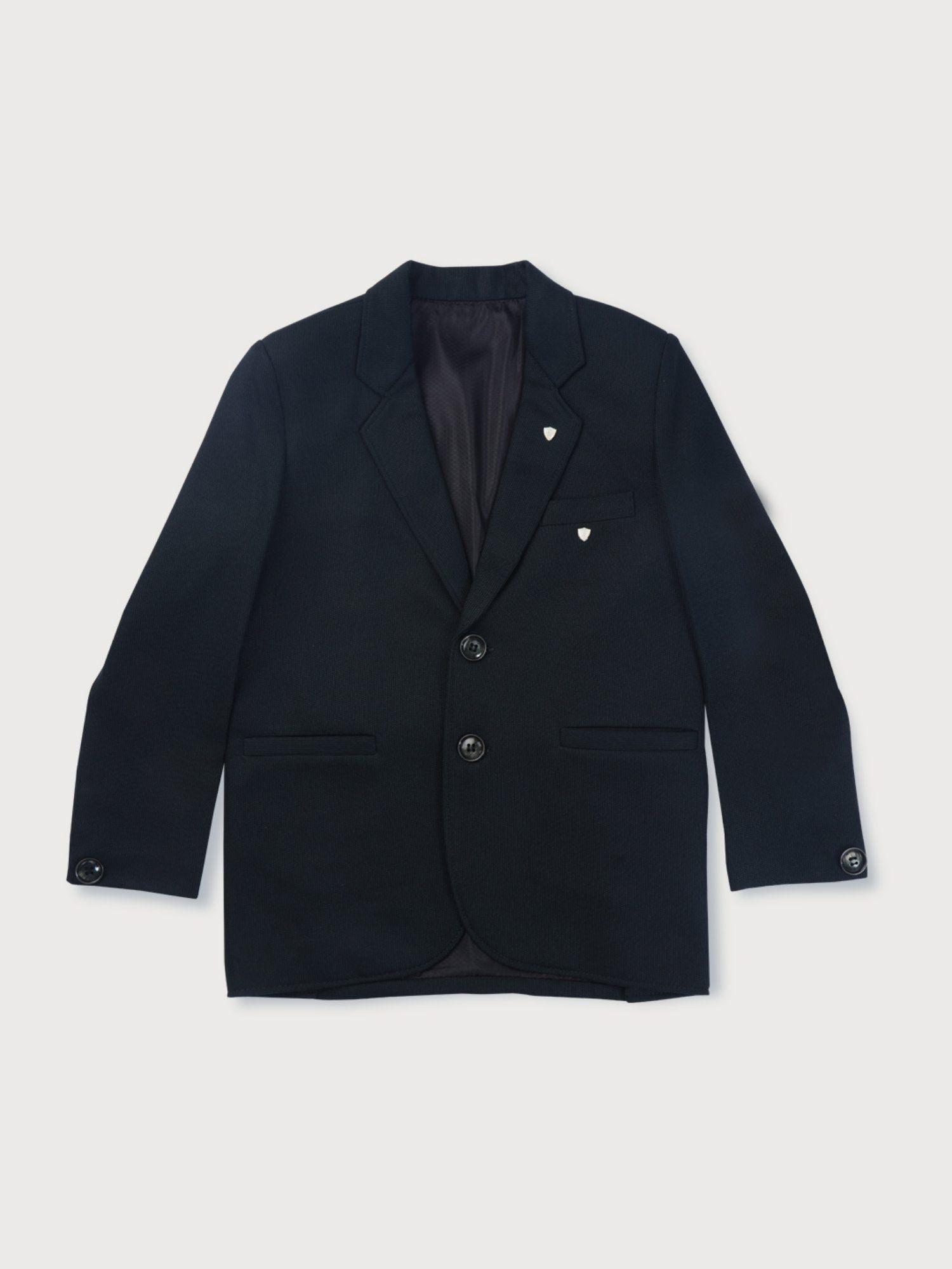 boys navy blue cotton solid blazer