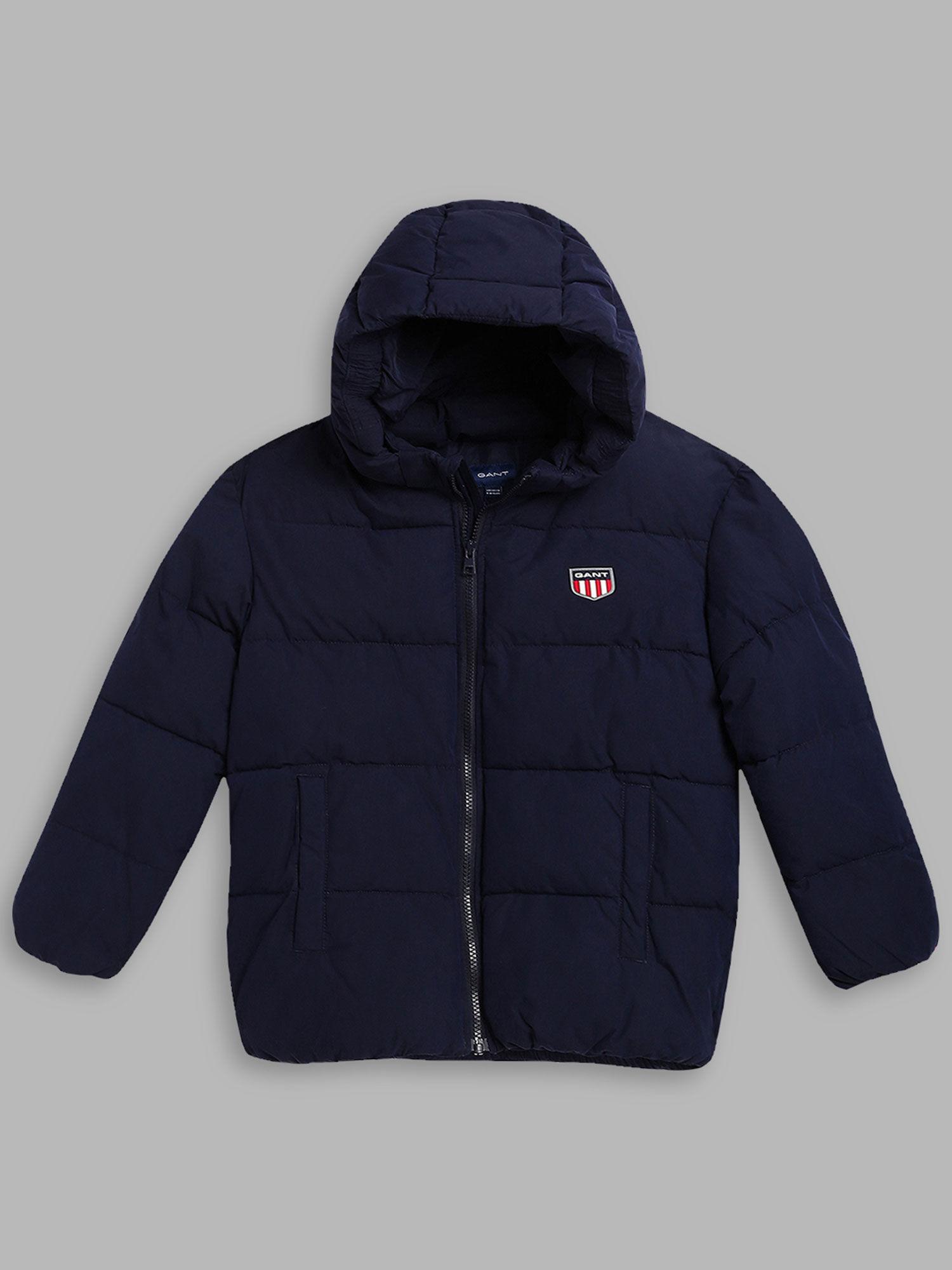boys navy blue jacket with detachable hoodie