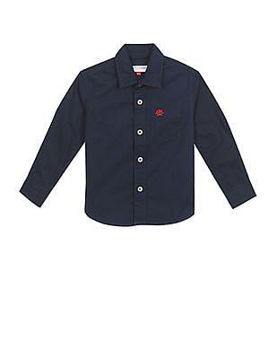 boys navy cotton solid casual shirt
