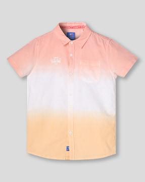 boys ombre-dyed regular fit cotton shirt