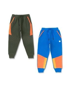 boys pack of 2 colourblock joggers with drawstring waist
