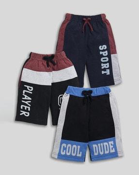 boys pack of 3 typographic print regular fit shorts