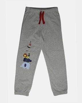 boys patch-work joggers with drawstring waist