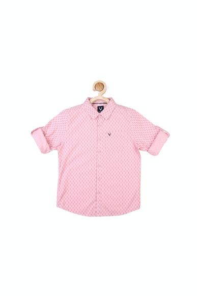 boys pink regular fit print casual shirt