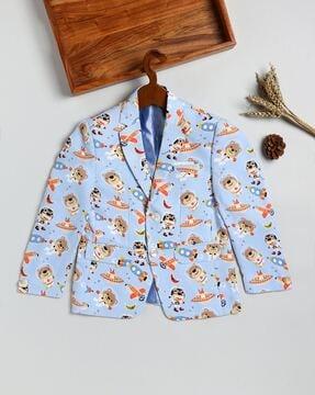 boys printed blazer with notched lapel