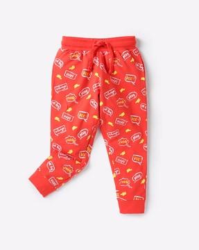 boys printed joggers with drawstring fastening