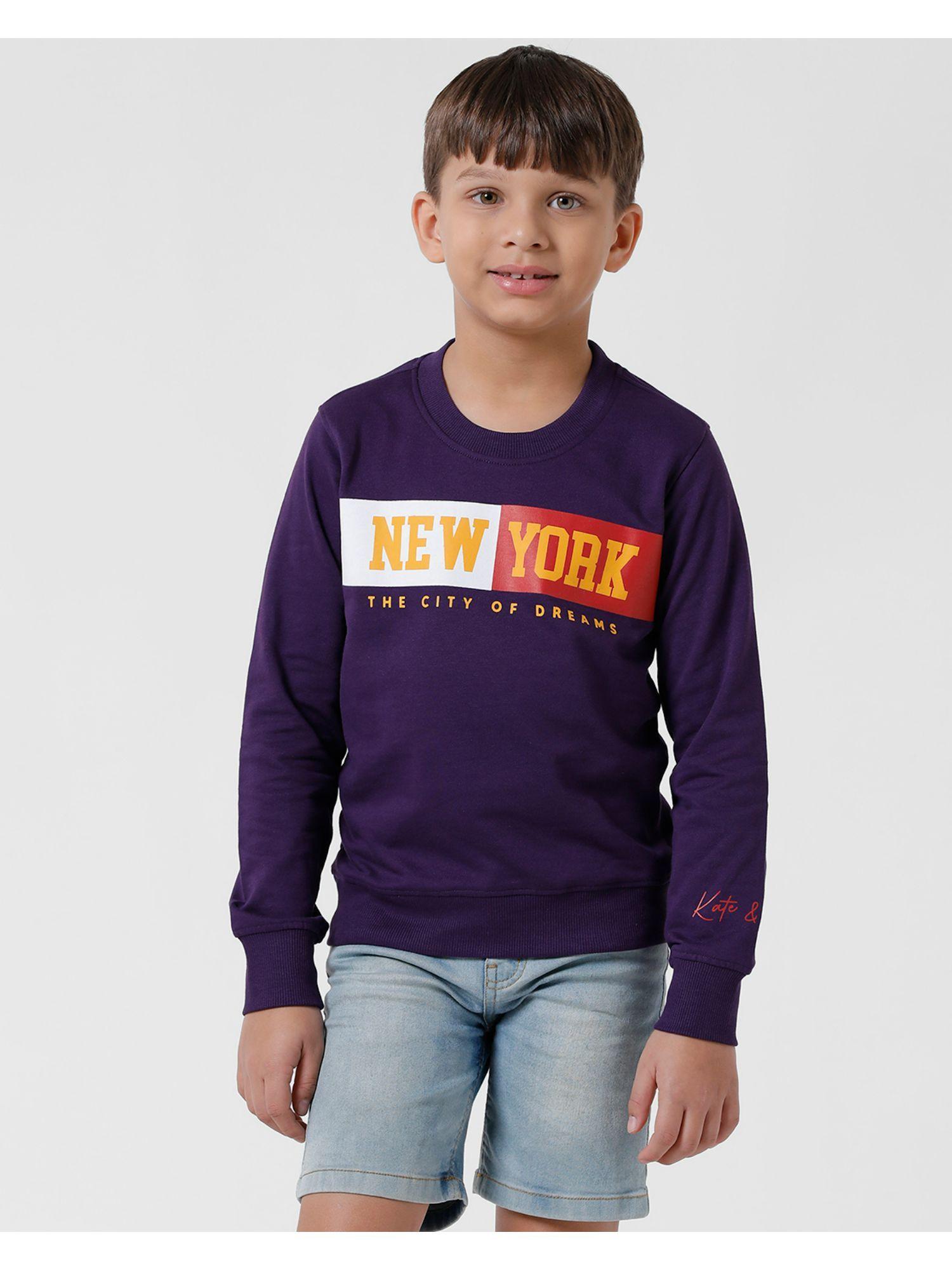boys printed purple sweatshirt