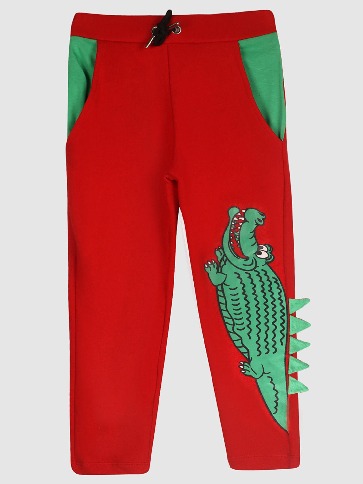 boys printed red joggers