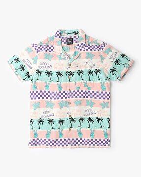 boys printed shirt with patch pocket