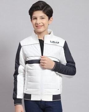boys printed zip-front quilted jacket
