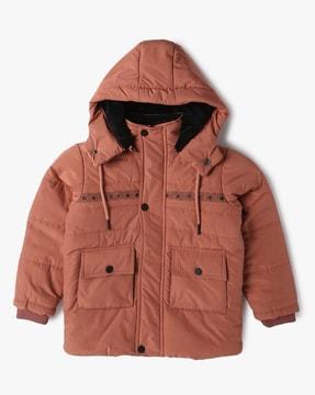 boys quilted jacket with detachable hoodie