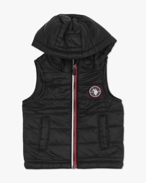 boys quilted zip-front hooded gilet