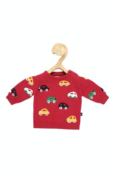 boys red print regular fit sweater