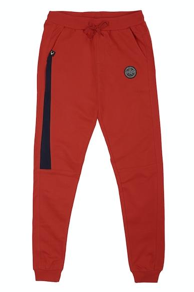 boys red regular fit patterned jogger pants