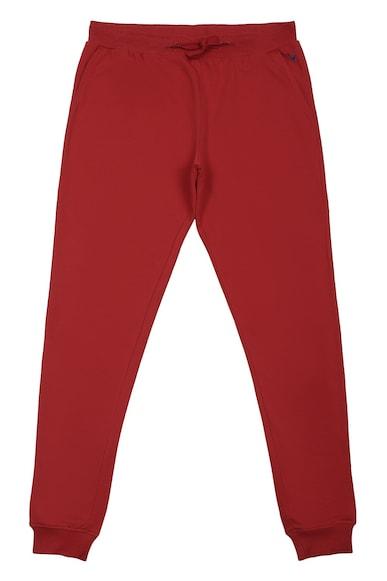 boys red regular fit solid jogger pants