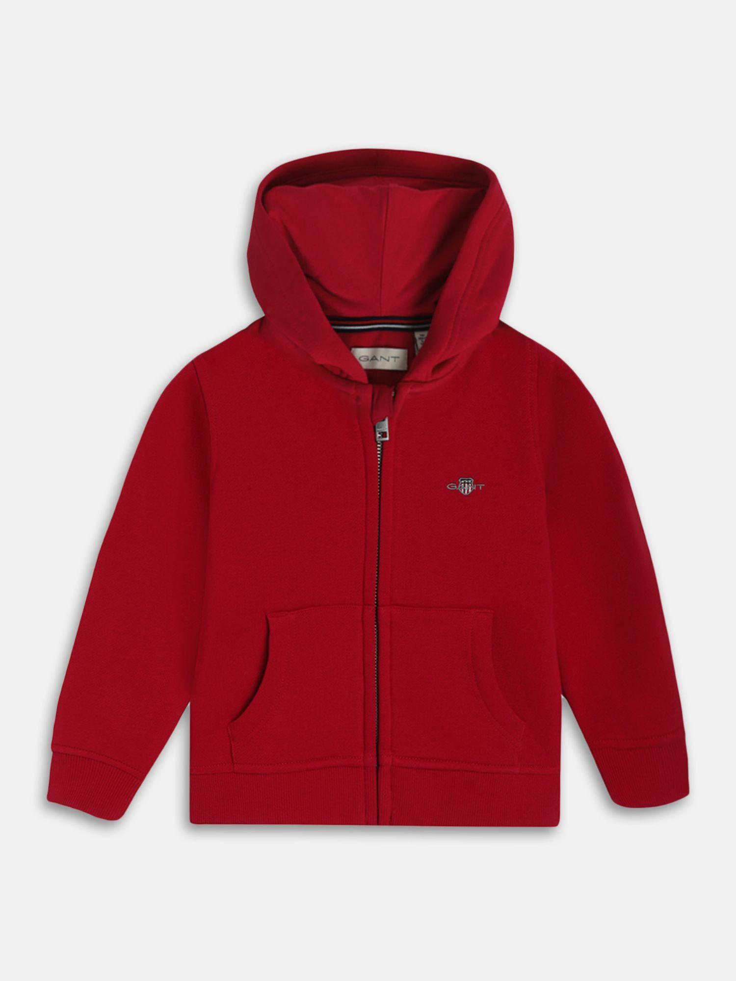 boys red solid hoodie