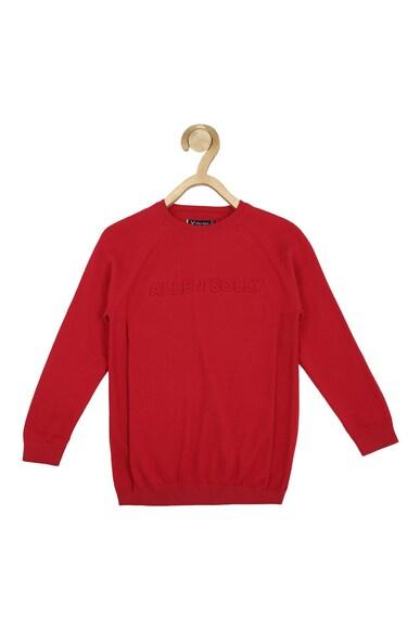 boys red solid regular fit sweater