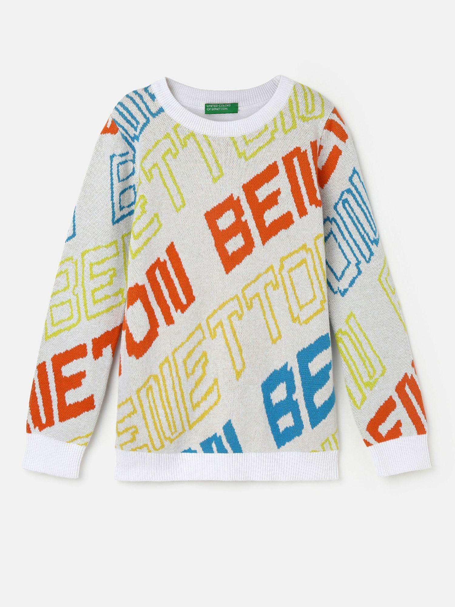 boys regular fit crew neck patterned sweaters