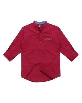 boys regular fit shirt with logo embroidery