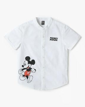 boys regular fit shirt with mickey mouse print