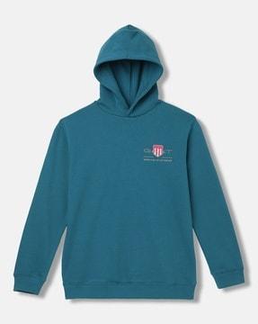 boys relaxed fit hoodie with embroidered logo