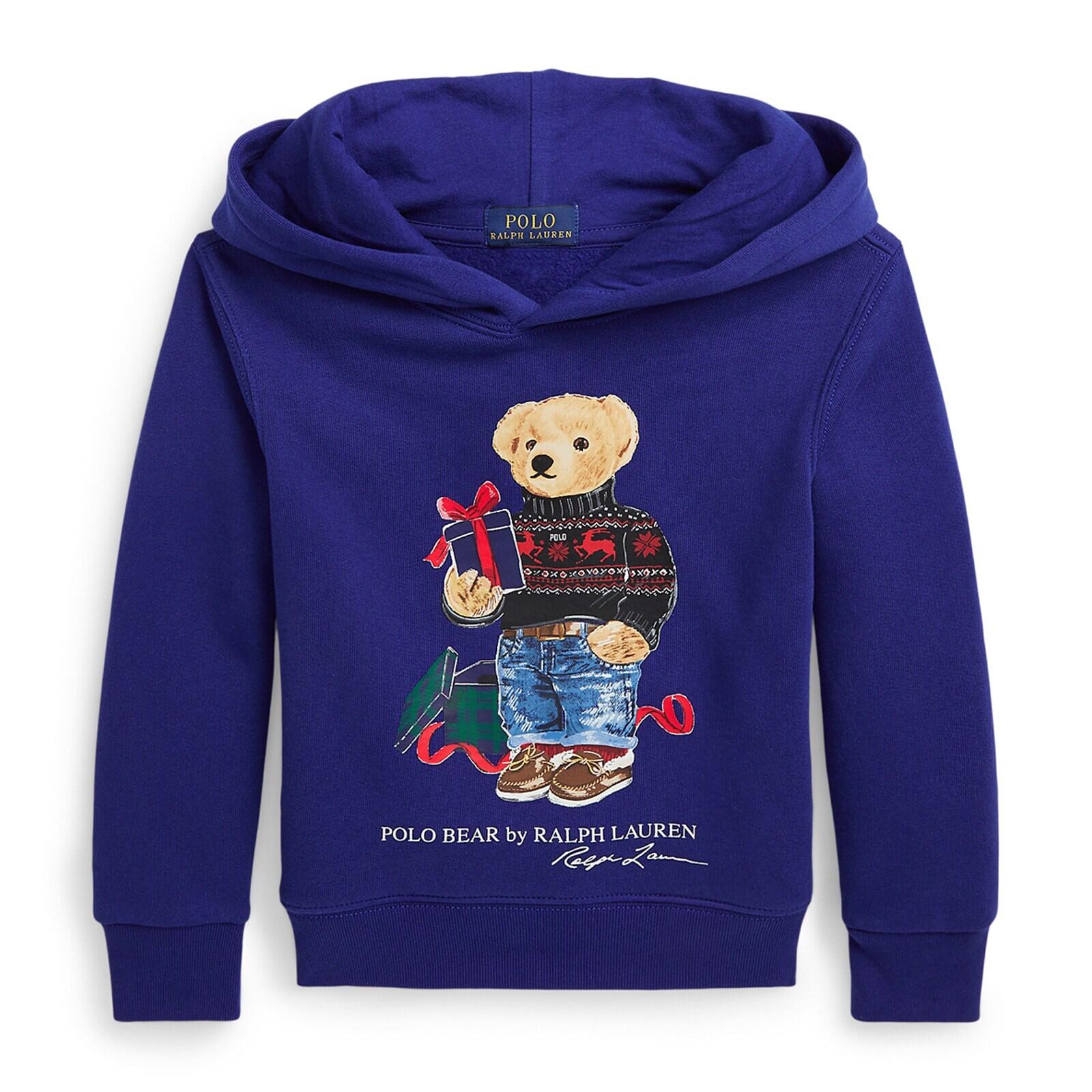 boys royal blue polo bear fleece hoodie
