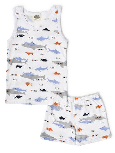 boys shark print shorts and vest set