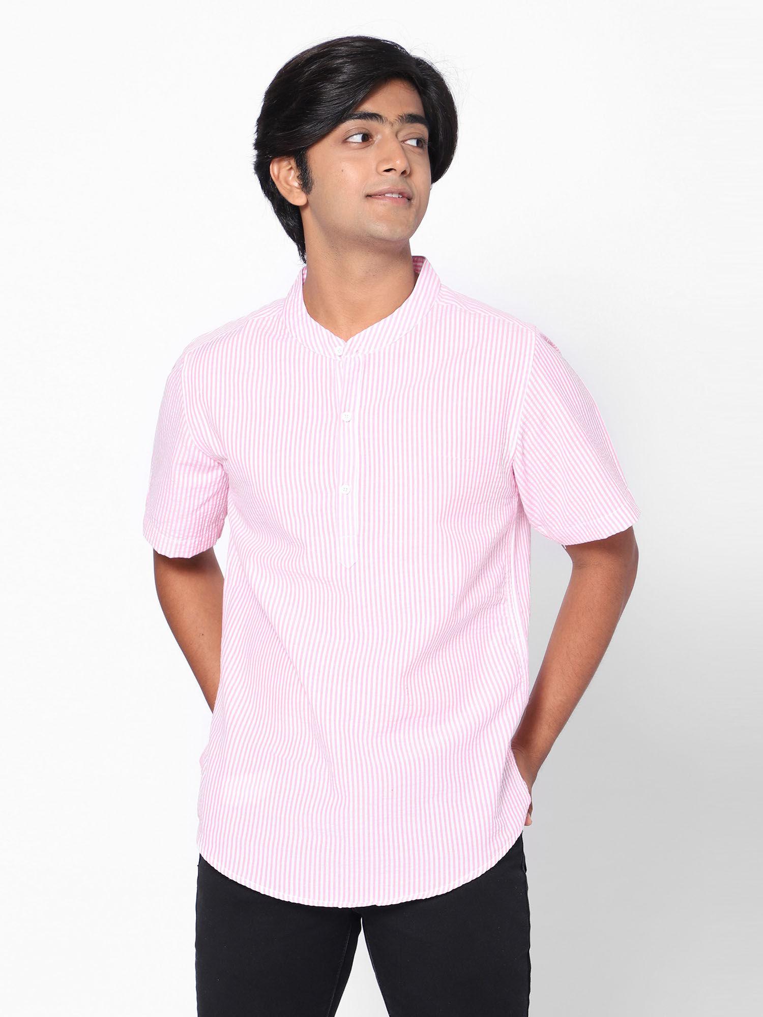 boys short sleeve y d stripe pink shirt