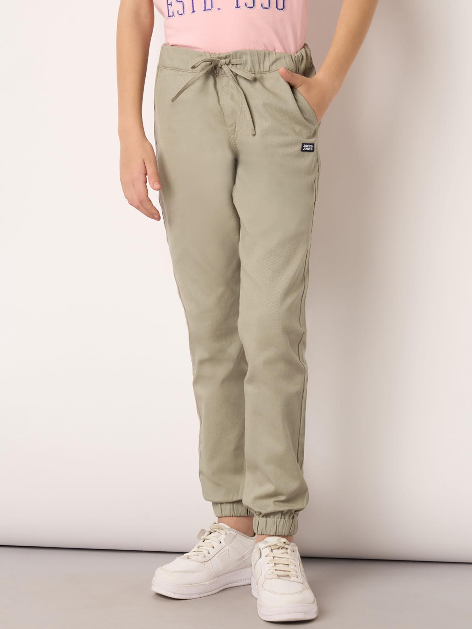 boys solid green joggers