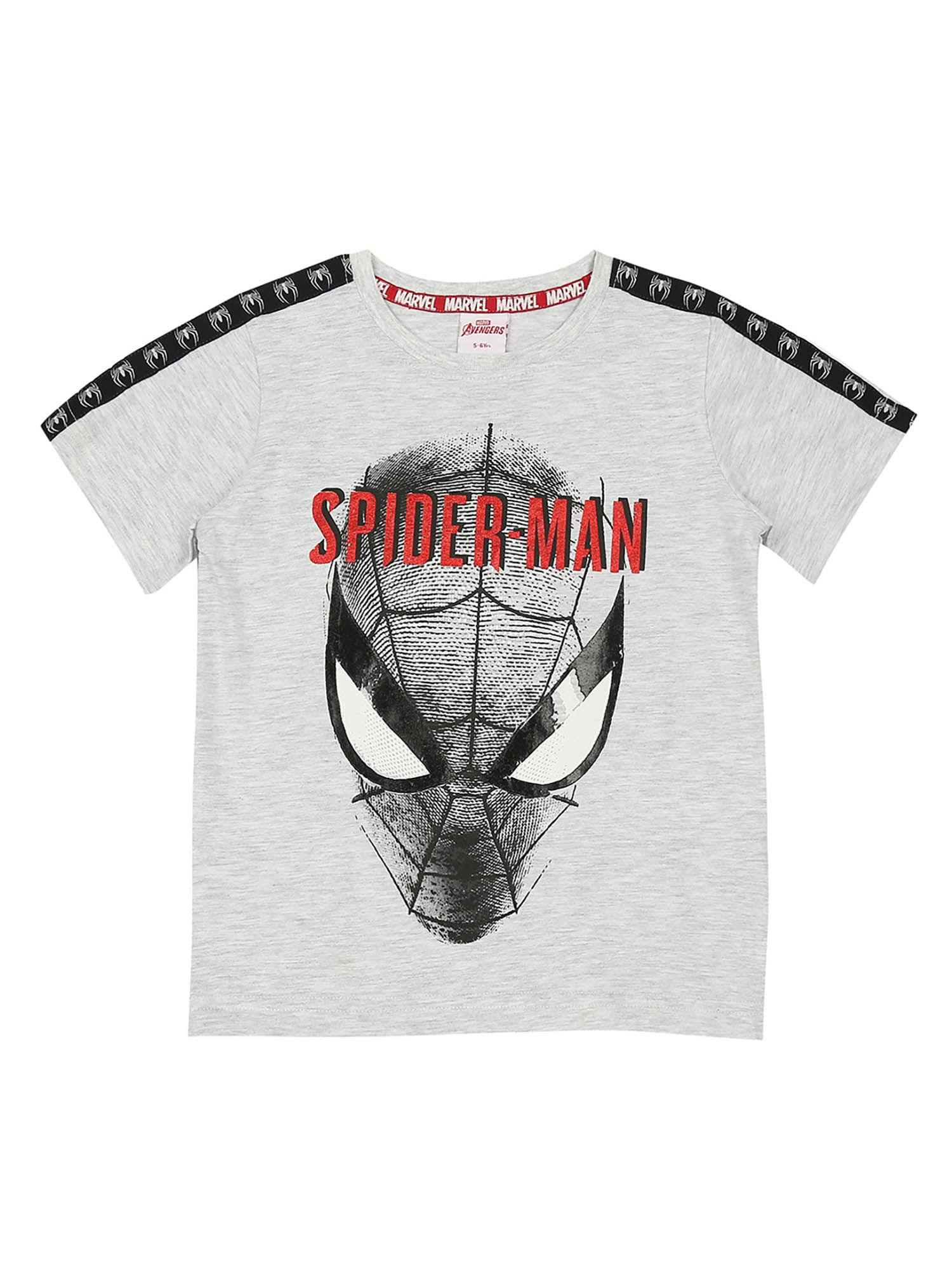 boys spiderman printed grey cotton t-shirt