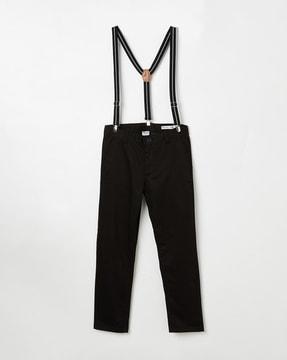 boys straight fit flat-front pants with suspender belts