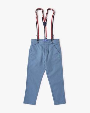 boys straight fit pants with suspenders