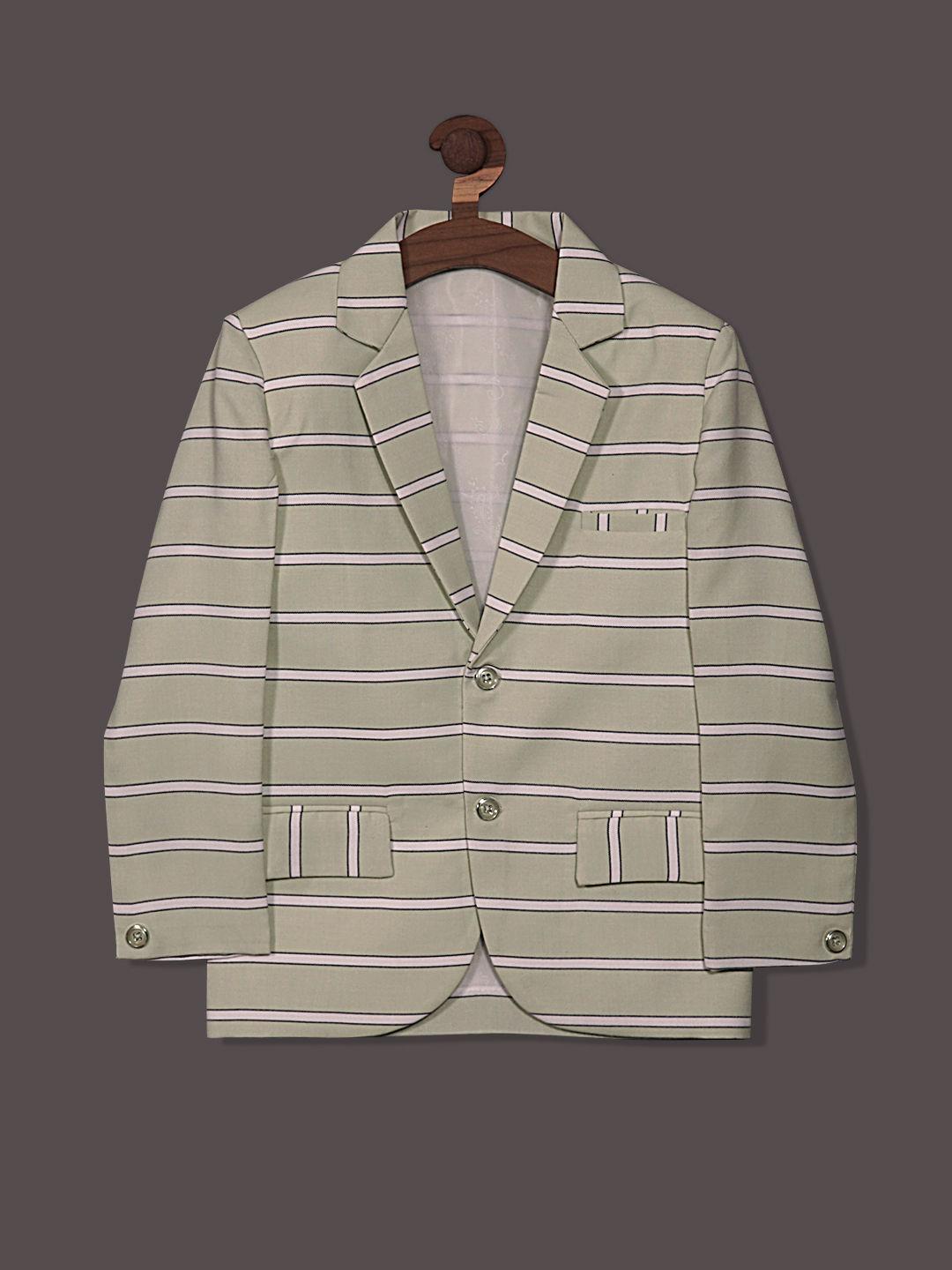 boys stripe single-breasted smart fit cotton green blazer
