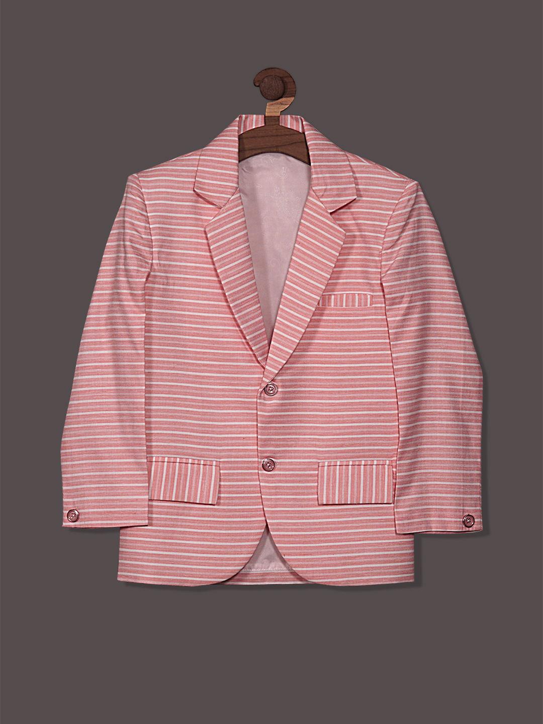boys stripe single-breasted smart fit cotton pink blazer